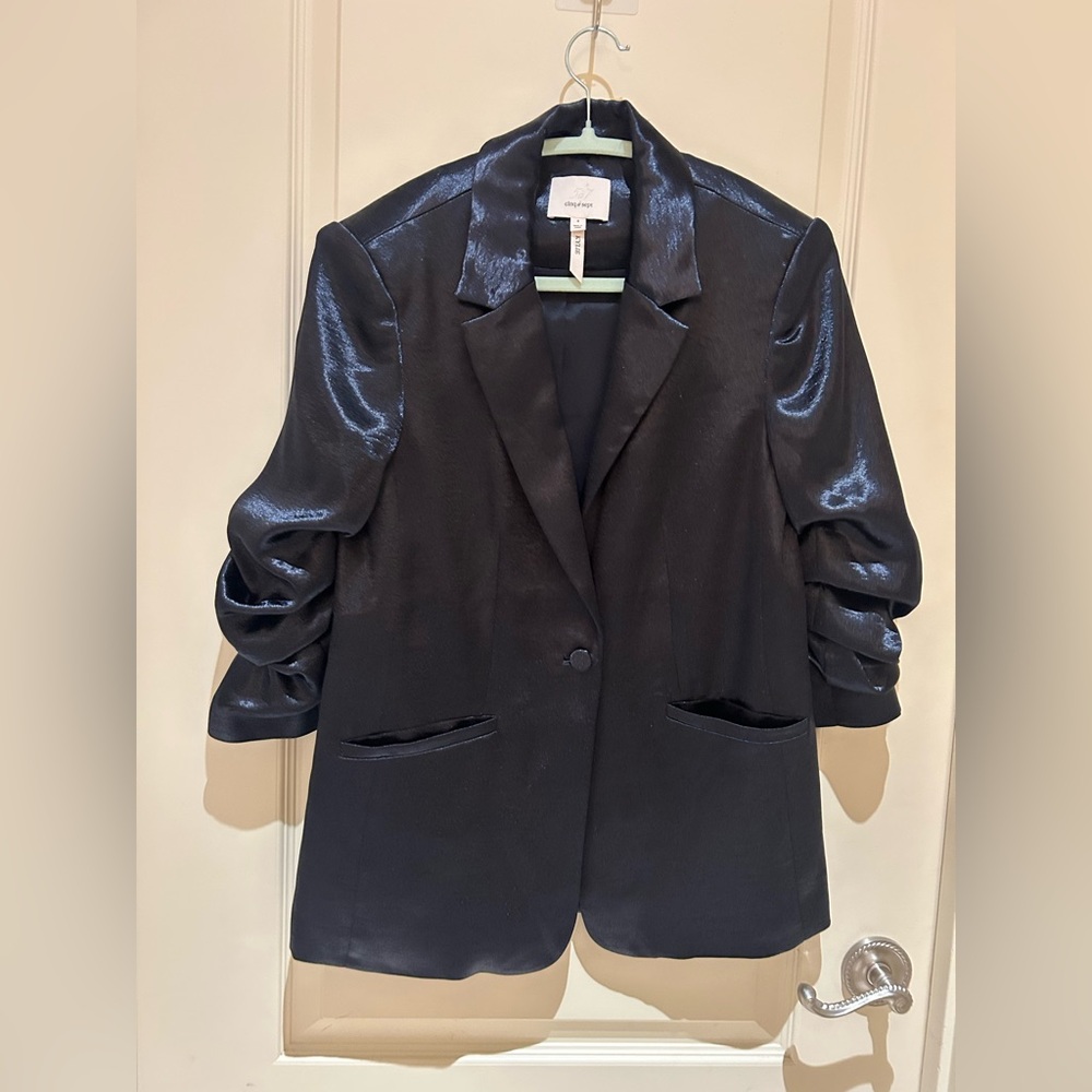 Cinq à Sept Shiny Black Blazer